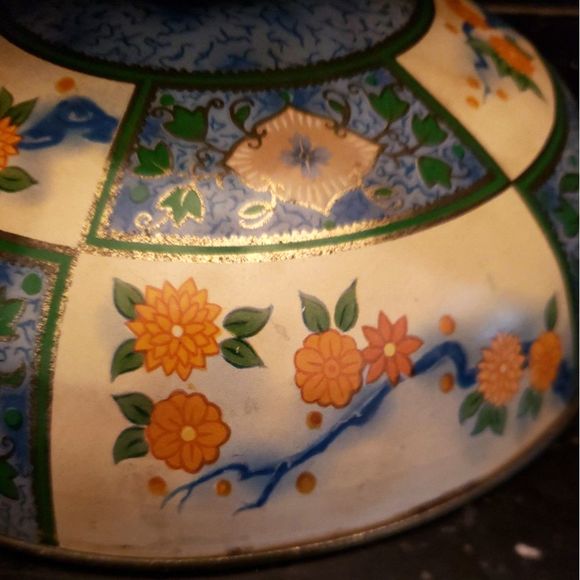 Canton Compote Metal Tin Pedestal Bowl Baret Ware England 1954 Vintage (AS IS) - Picture 13 of 13